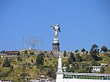 Ecuador Quito 06-02 Old Quito El Panecillo And Virgin Mary Close Up On the top of El Panecillo is a 30m statue of the Virgin Mary, inaugurated in 1975 and made of 7000 pieces of aluminum.